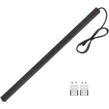 Black 16 Outlet Metal Power Strip, 6 FT Cord, 15A 1875W, Heavy Duty, Garage