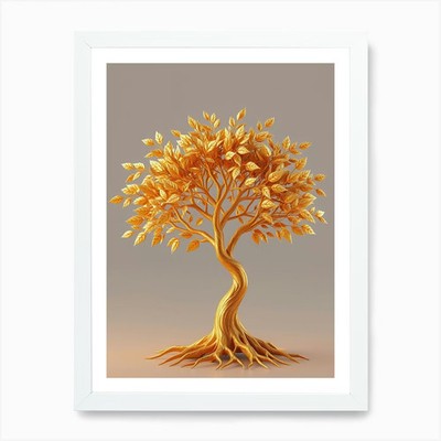 Golden Tree 1 Kunstdruck gerahmt Wandbild Poster Leinwanddruck Bild