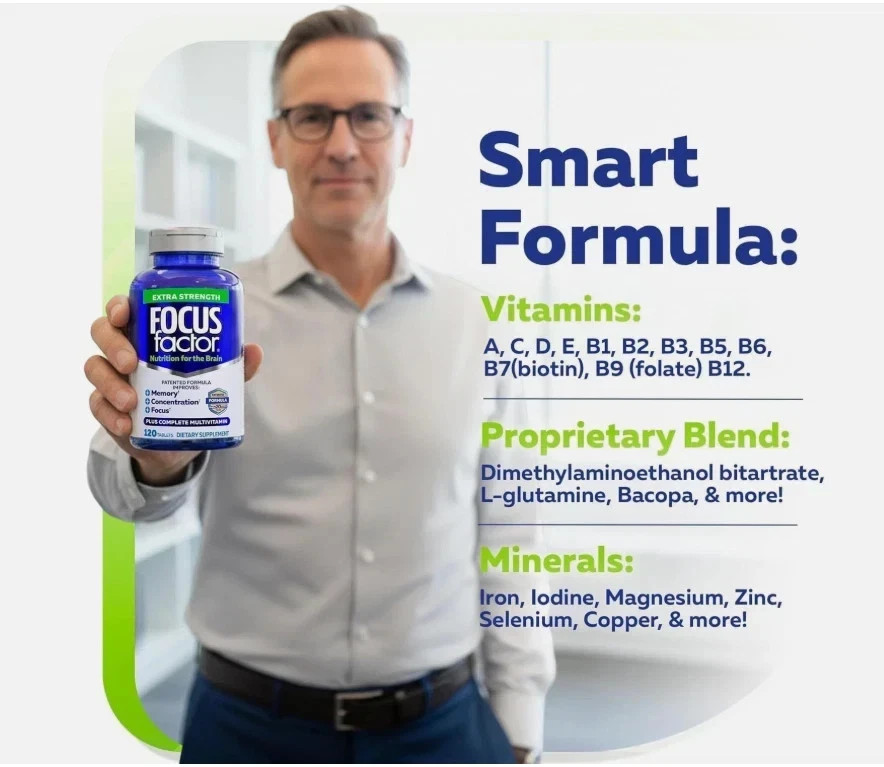 Focus Factor Adults Extra Strength- Brain Supplement for Memory - 120 Tablets
