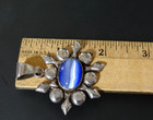 925 Sterling Silver Blue Cat Eye Necklace Pendant 17g Modernist Mexico Boho — photo 5