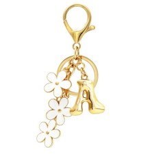 Floral Series Initial Bag Charm, Cute Flower  Bubble Letter Purse Charms, Ke...