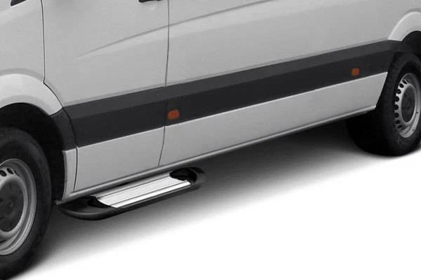 Black Horse Transporter Running Boards  Silver fit 2003-2025 GMC Savana 2500 - Imagem 2 de 4