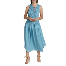 NWT Elie Tahari Shirred Silk Midi-Dress - Florence Blue - Size Medium