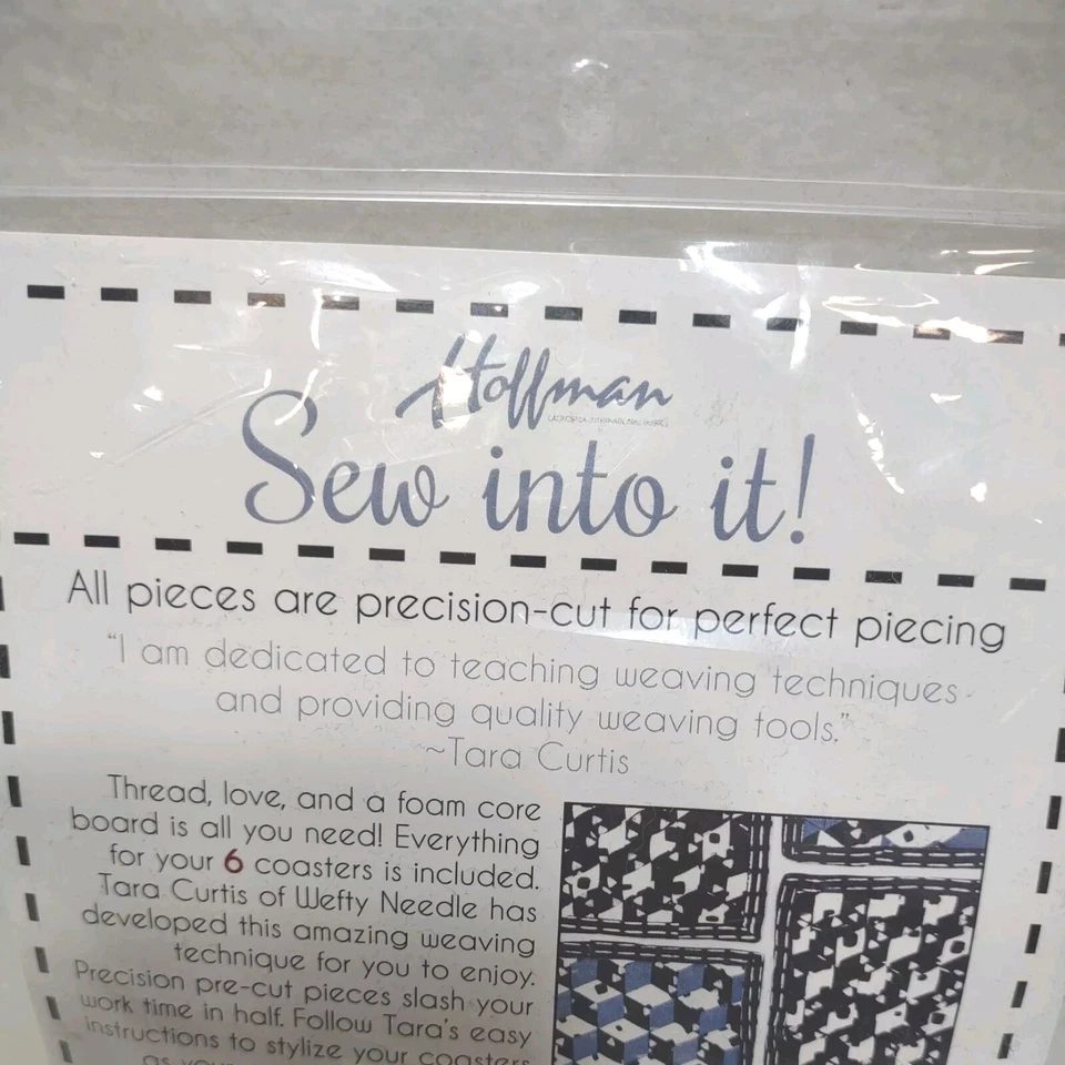 Kit de tejido Hoffman Telas Coser en él Hace 6 Posavasos Tara Curtis Batik Negro Foto 3 de 4