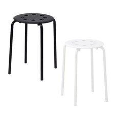 Stackable Plastic Stool Round Backless Seat with Metal Legs for Anti Slip Base