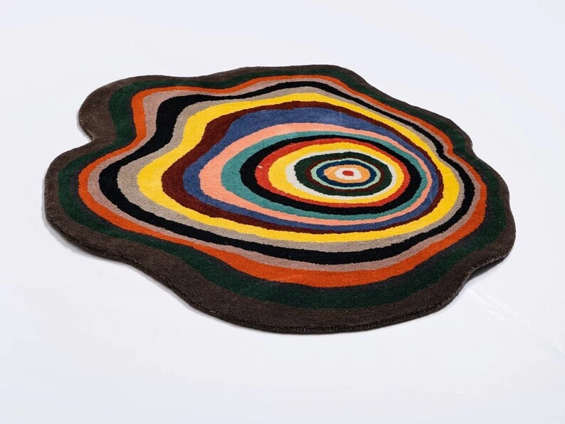 Irregular Handmade Tufted Wool Carpet for Living Room, Bedroom, Hall, Entryway - Image 2 of 4