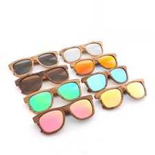 Brown Wood Frame Polarized Sunglasses Men Women's Wooden Glasses Bamboo Box Case