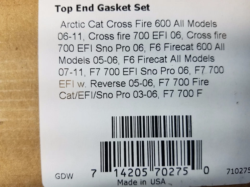NUEVO KIT JUNTAS DE EXTREMO SUPERIOR ARCTIC CAT JUNTAS 710275 FIRECAT CROSS FIRE 600 700 EFI Foto 3 de 4