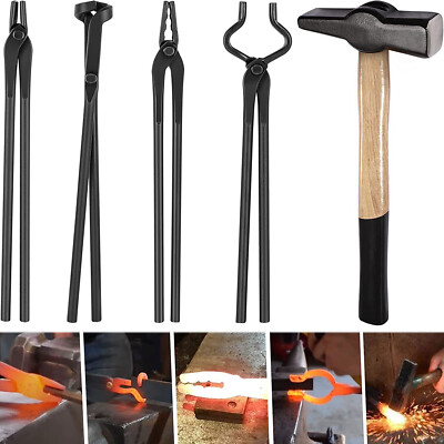 Knife Making Tongs Set 1.5KG Blacksmiths  Hammer Assembled Blacksmith Forge Vise