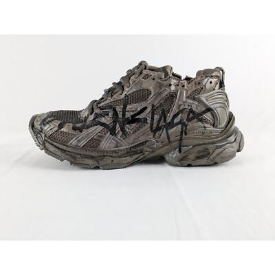 Balenciaga Monocolor Graffiti Mesh Runner in Dark Taupe/Black BNWB