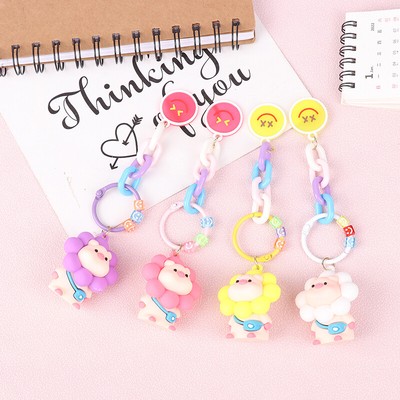 Sunflower Pig Chain Chain Pendant Soft Glue mignon Pig Dol Doll Car ...