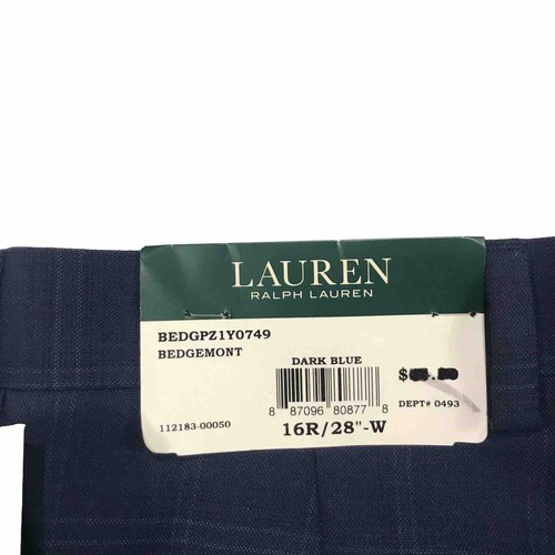 Lauren Ralph Lauren Boy’s Navy Blue Flat Front Plaid Dress Pants Size 16R/28W - Picture 7 of 8