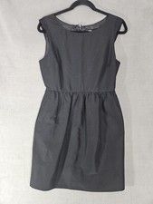 J Crew Womens 8 Black Cocktail Mini Dress Cap Sleeve Bubble Hem Scoop Silk Cotto