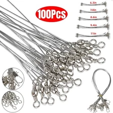 100Pcs Stainless Steel Fishing Line Trace Fish Lure Leader Wire 16/18/22/24/28cm