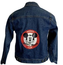 Disney Mickey Mouse Club Denim Jacket L Large 10 12 Kids Unisex Dark Blue EUC