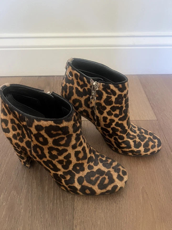 Sam Edelman Cambell Botines Botín Zapato Talla 6.5 Leopardo Piel Real Cremallera Usados en Excelente Condición Foto 3 de 4