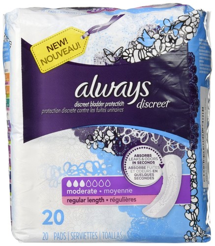 Always Discreet Incontinence Pads Moderate Regular 20ct - 第 1/1 張圖片