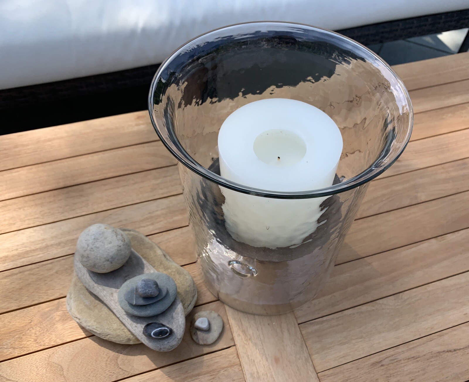 Clear Wavy Blown Glass Round HURRICANE/ CANDLE HOLDER SUNDANCE CATALOG