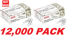 Acco Office Paper Clip #1 Paper Clips, Recycled, Made in USA, (Case of 12,000)