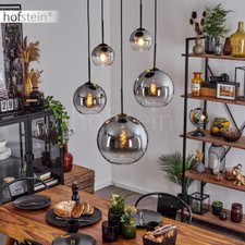 Hänge Lampe Pendel Leuchte Rauchglas schwarz Wohn Schlaf Ess Zimmer Kugelleuchte
