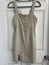 Urban Outfitters Summer Sheath Dress Size XS Linen Rayon Blend Tan Sleeveless