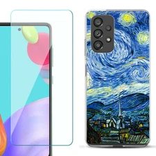 For Samsung Galaxy A53 5G Case, w/ Tempered Glass - Starry Night Paris