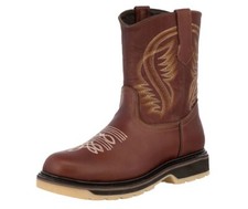 Mens Work Boots Shock Absorbing Soft Toe Cognac Hombre Botas Trabajo Size 9
