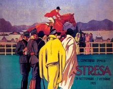 POSTER HORSE JUMPING COMPETITION STRESA 1923 ITALY SPORT VINTAGE REPRO FREE S/H