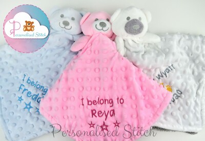 Personalisierte Baby Bettdecke Teddybär bestickt Decke Geburt Dusche Geschenk