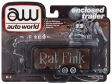 Auto World "Rat Fink" Enclosed Car Transport Trailer 1:64 Diecast Car AWSP119