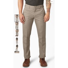 Dickies Men's Slim Fit Tapered Leg Twill Work Pants Khaki WP59EDS 38x32