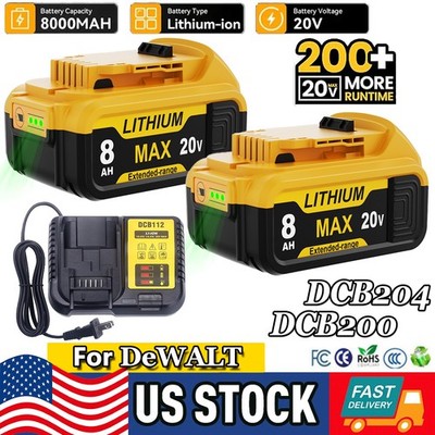 For DeWalt 20V 20Volt Max XR 8.0AH Lithium-Ion Battery DCB205-2 DCB200 DCB206-2