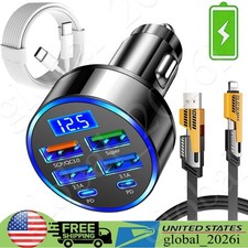6 USB Port Super Fast Car Charger Adapter For iPhone Samsung Android Cell Phone