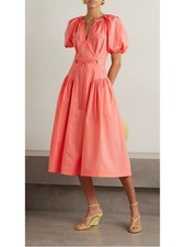 Ulla Johnson Carina Belted Cotton-Poplin Midi Dress in Peony Size 2
