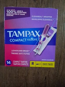 Tampax Pocket Compact Radiant Tampons Regular Absorbency Unscented 14  Count