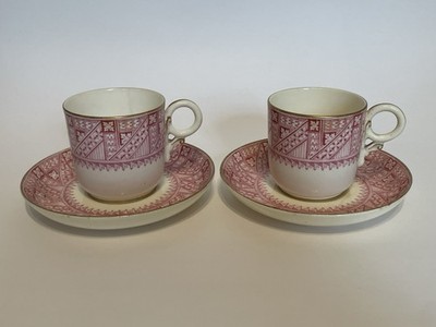 Antique 1880s Royal Worcester Aesthetic Movement demi-tasse cup & saucer sets