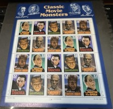 US Scott #3168-72 1997 Classic Movie Monsters 32c Sheet of 20 Stamps at Face!!