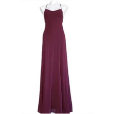 Show Me Your Mumu Dress Womens Small Burgundy Maxi Strappy Open Back Bridesmaid
