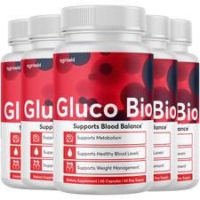 5 Pack Gluco Bio Blood Sugar Balance Pills, GlucoBio Heart Health