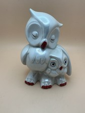 Vintage Owl And Owlet, Mom and Baby Ceramic Figurine and Night Light Lamp