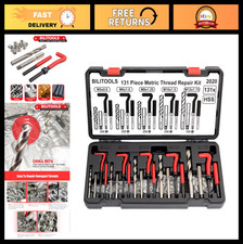 Metric Thread Repair Kit - 131-Piece HSS Helicoil Set for M5 M6 M8 M10 M12
