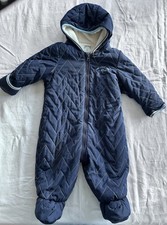 Warmer Baby-Winteroverall / Schneeanzug – Größe 68 – Dunkelblau, Fleecegefüttert