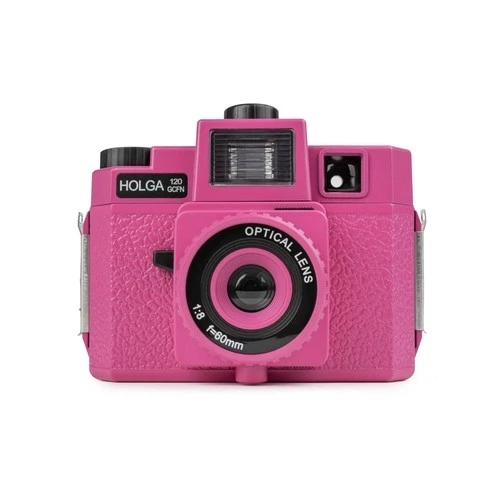 Holga 120 GCFN Pink with Flash and Glass Lens Medium Format Color Flash 
