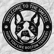 Personalized Boston Terrier Dog Metal Sign Custom Pet Wall Gift for Dog Lovers