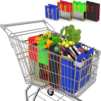 A set of 4 multi-purpose grocery shopping trolley bags, Blue red black green 