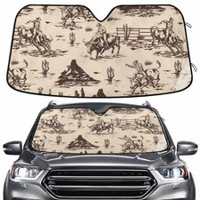 West Cactus Cowboy Windshield Sun Shade for Car Auto SUV Truck Foldable Front...