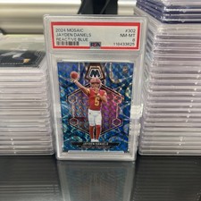2024 Panini Mosaic Jayden Daniels #302 Reactive Blue PSA 8 Commanders Rookie