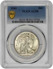 1943 50C Silver Walking Liberty Half Dollar PCGS Graded AU 58