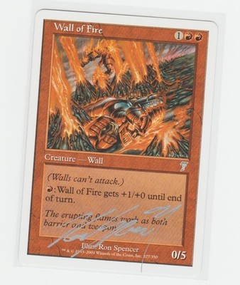 Magic the Gathering ~ Wall of Fire ~ M/NM ~ 7th Ed. ~  Signed by Artist