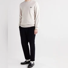 A.P.C. Otis logo white crew neck sweater sz L